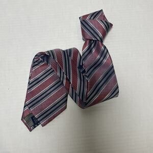 Giorgio Brutini‎ Collezione Mens Neck Tie Red Burgundy Black Striped Formal